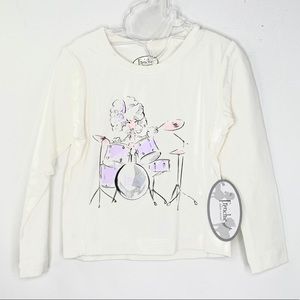 NWT Frenchie White Cotton Sweater With Paint